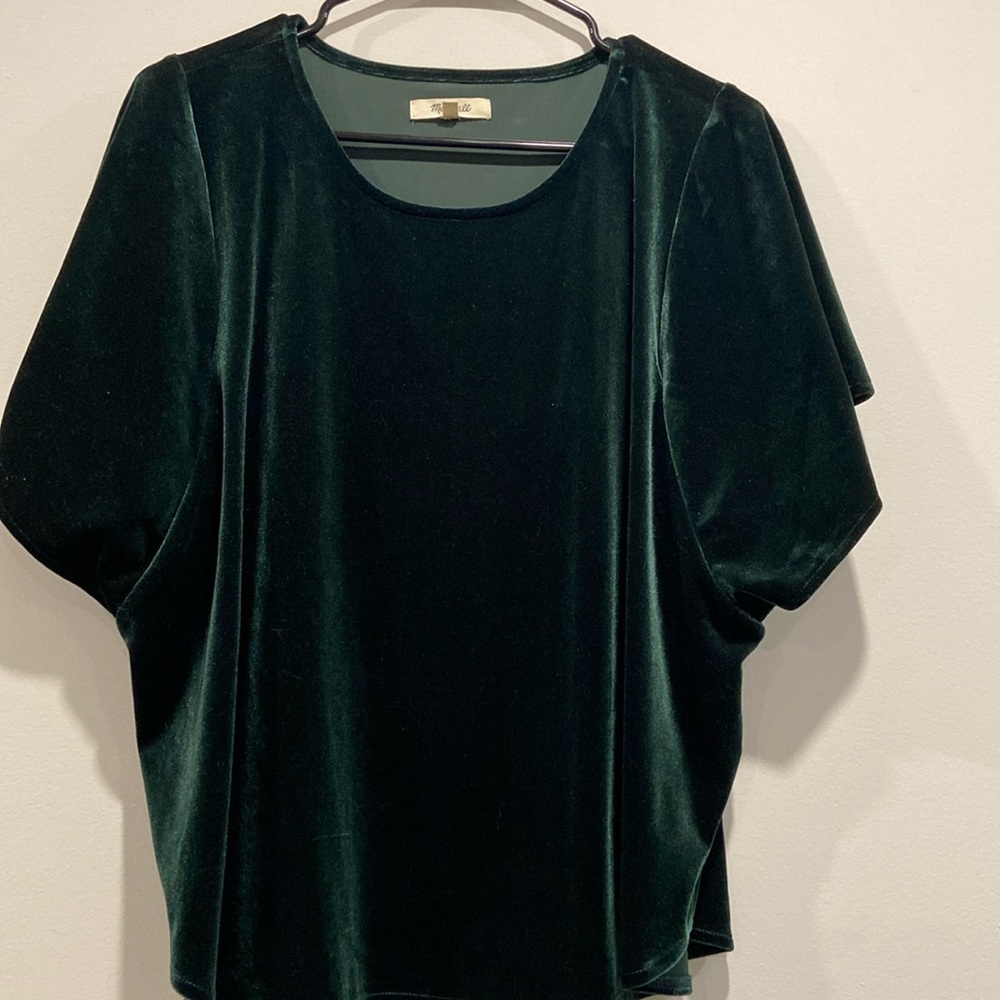 madewell green cropped polyester shirt